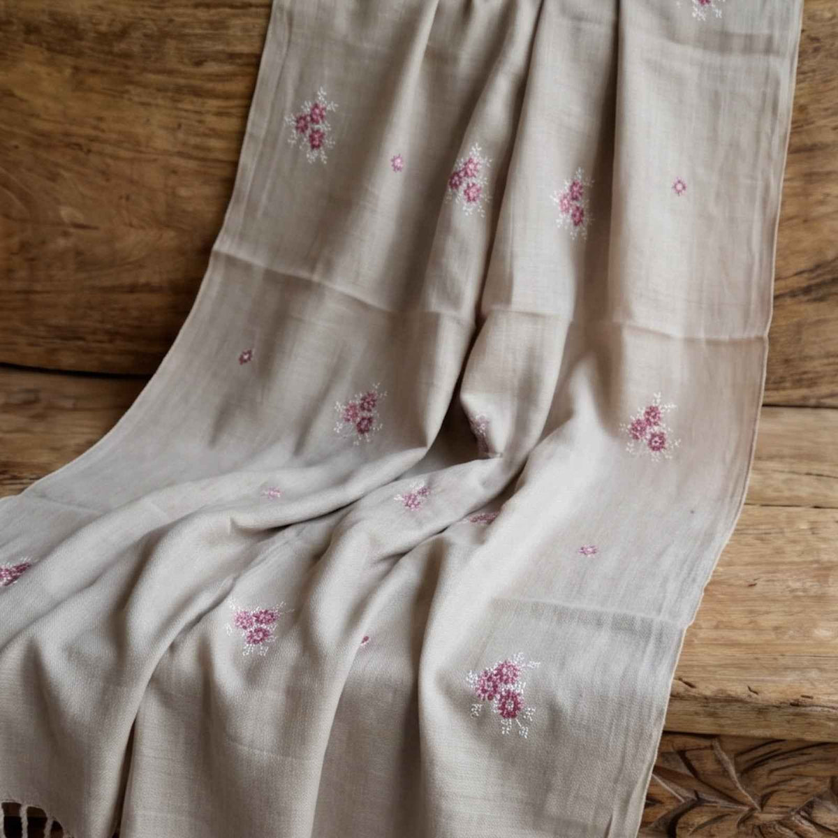 Hand embroidered pure wool shwal