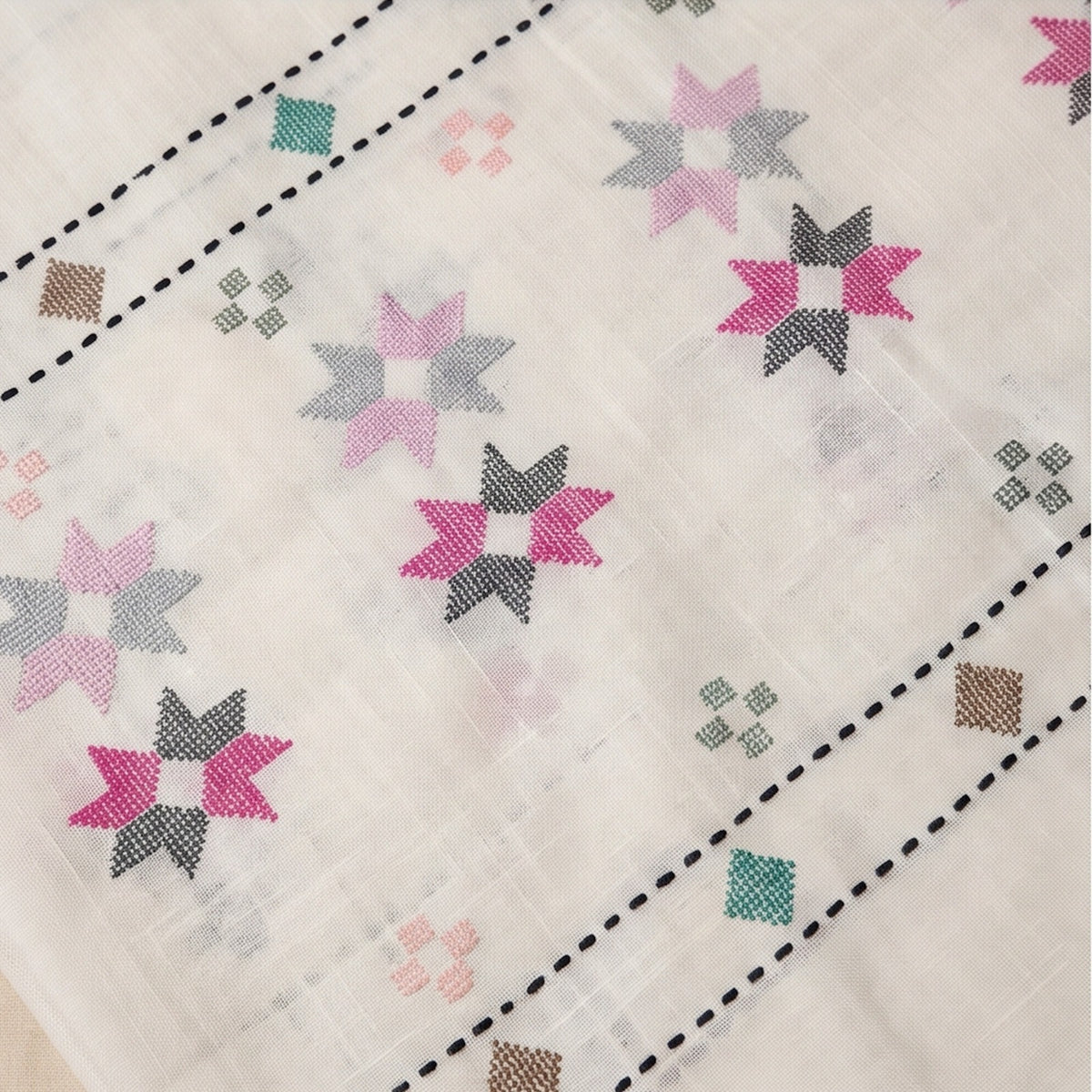 Hand embroided pure wool shwal- off white