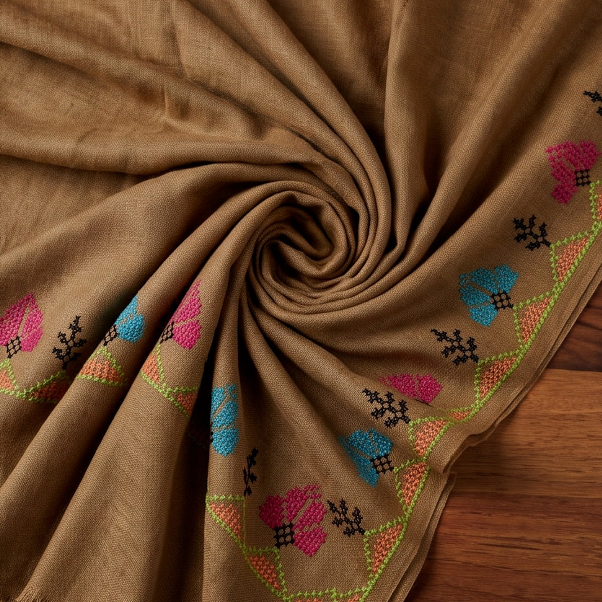 Handmade Pure wool embroidered Shwal