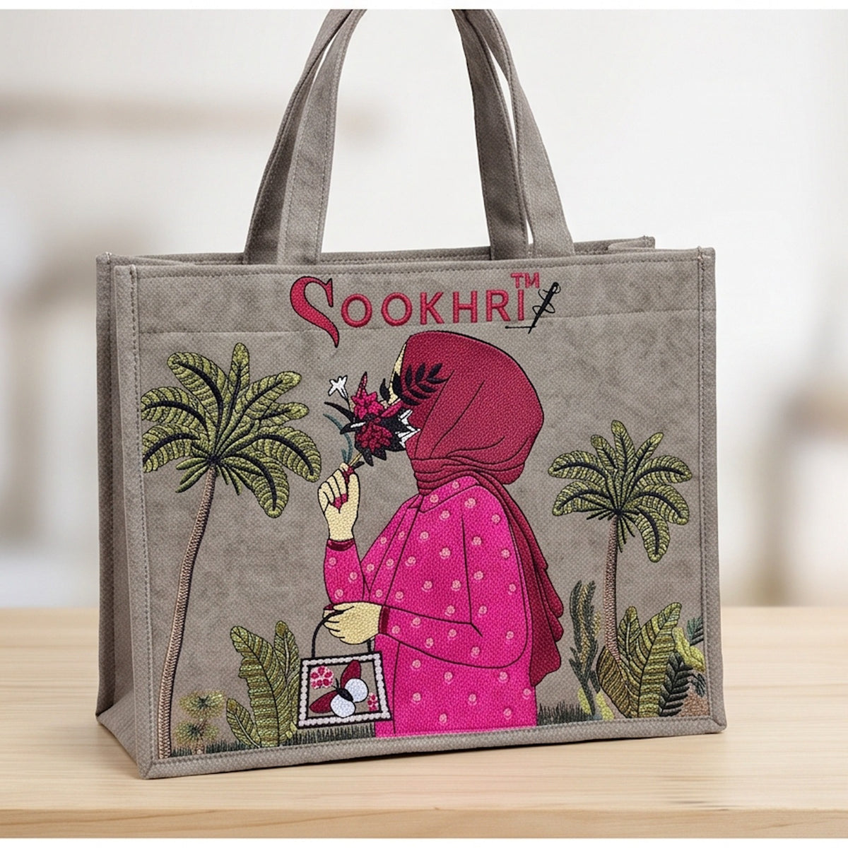 Premium Velvet Handbag – Elegant Embroidered Design