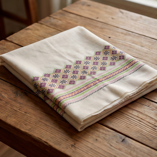 Rang-e-Swat Traditional Handmade Embroidered Pure Wool Shawl. - Lubi Noir