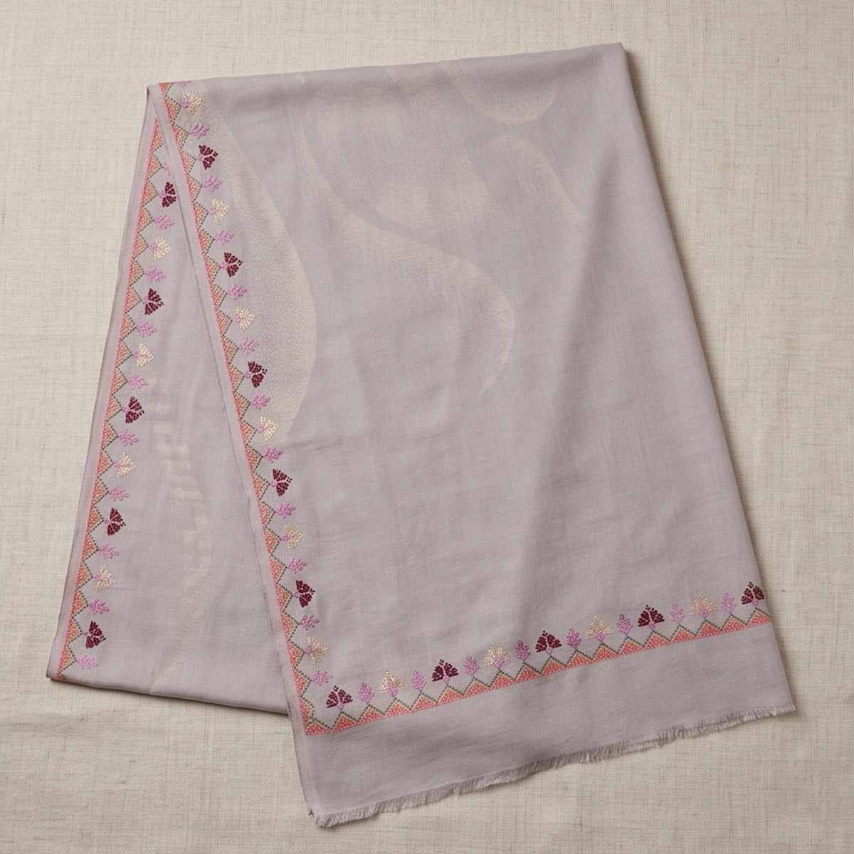 Gul-e-Swat – Pure Wool Hand-Embroidered Swati Shawl - Lubi Noir