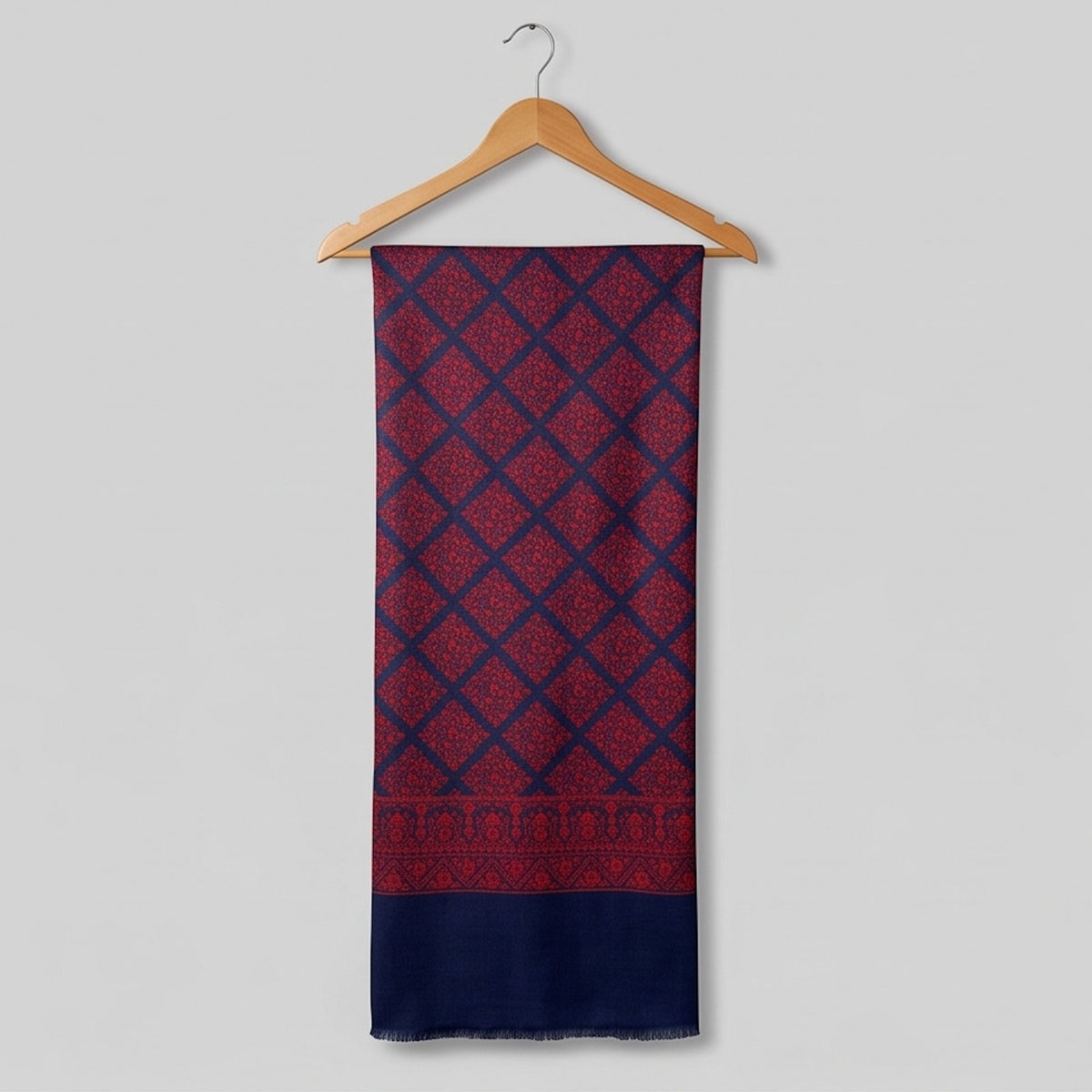 Deep navy-blue base Handmade Embroidered Pure Wool Shawl. - Lubi Noir