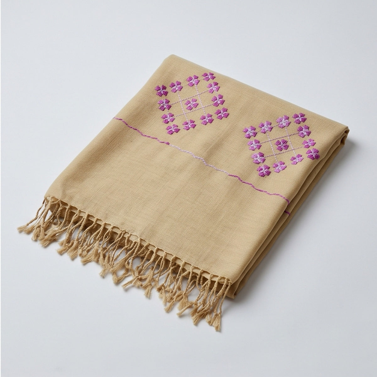lemon Wool Hand-Embroidered Shawl - Lubi Noir
