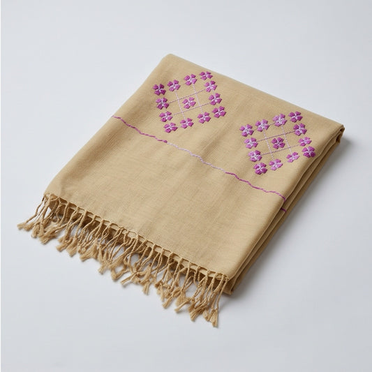 lemon Wool Hand-Embroidered Shawl - Lubi Noir