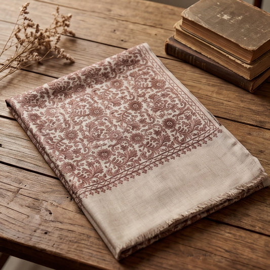 Gul -e-Swat – Pure Wool Hand-Embroidered Swati Shawl |Camel Colour - Lubi Noir