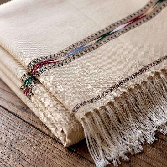 Men's Premium Woolen Shawl - Ivory Cream - Lubi Noir