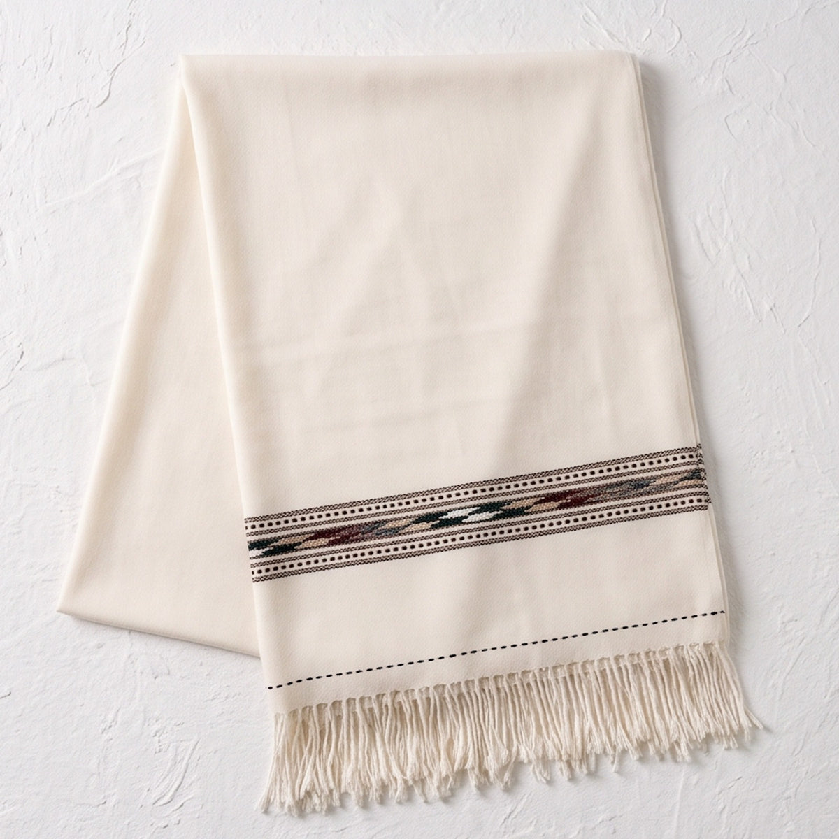 Men's Premium Double-Layer Woolen Shawl - Ivory White - Lubi Noir