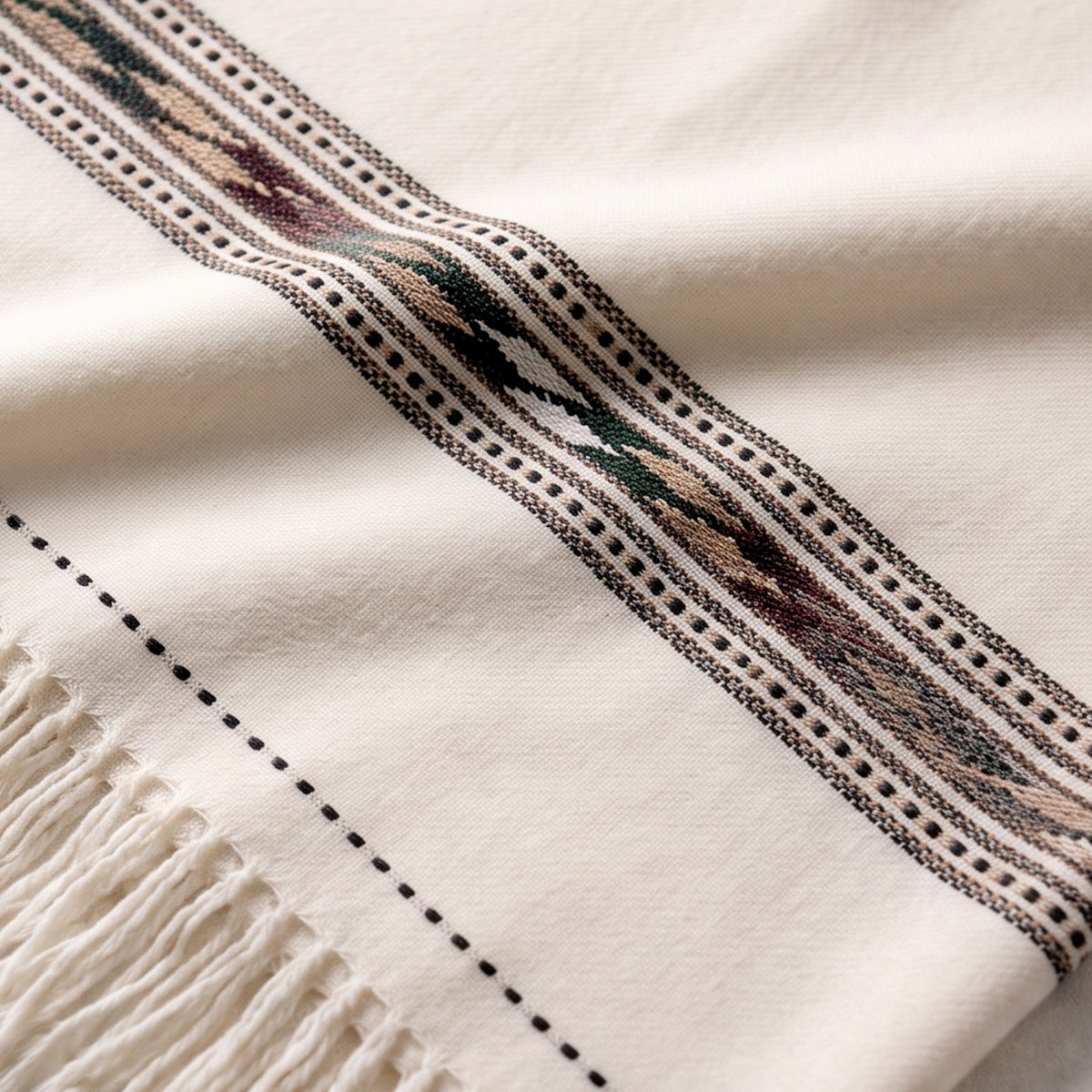 Men's Premium Double-Layer Woolen Shawl - Ivory White - Lubi Noir