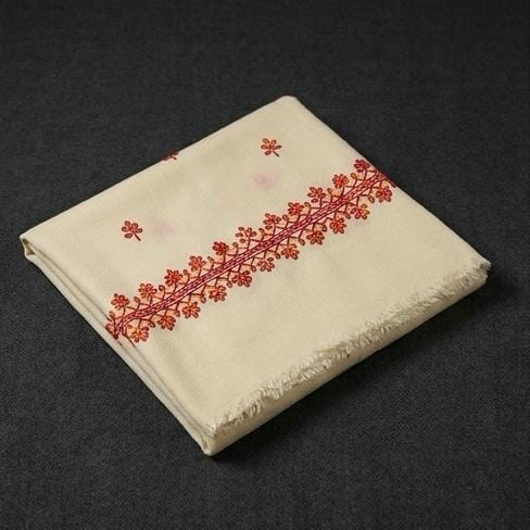 Rang-e-Swat Cream Embroidered Shawl - Lubi Noir