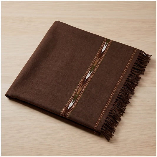 Men's Brown Pure Wool Shawl - Lubi Noir