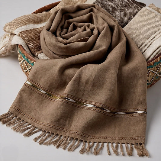 Premium Pure Wool Handwoven Men’s Shawl – Camel - Lubi Noir