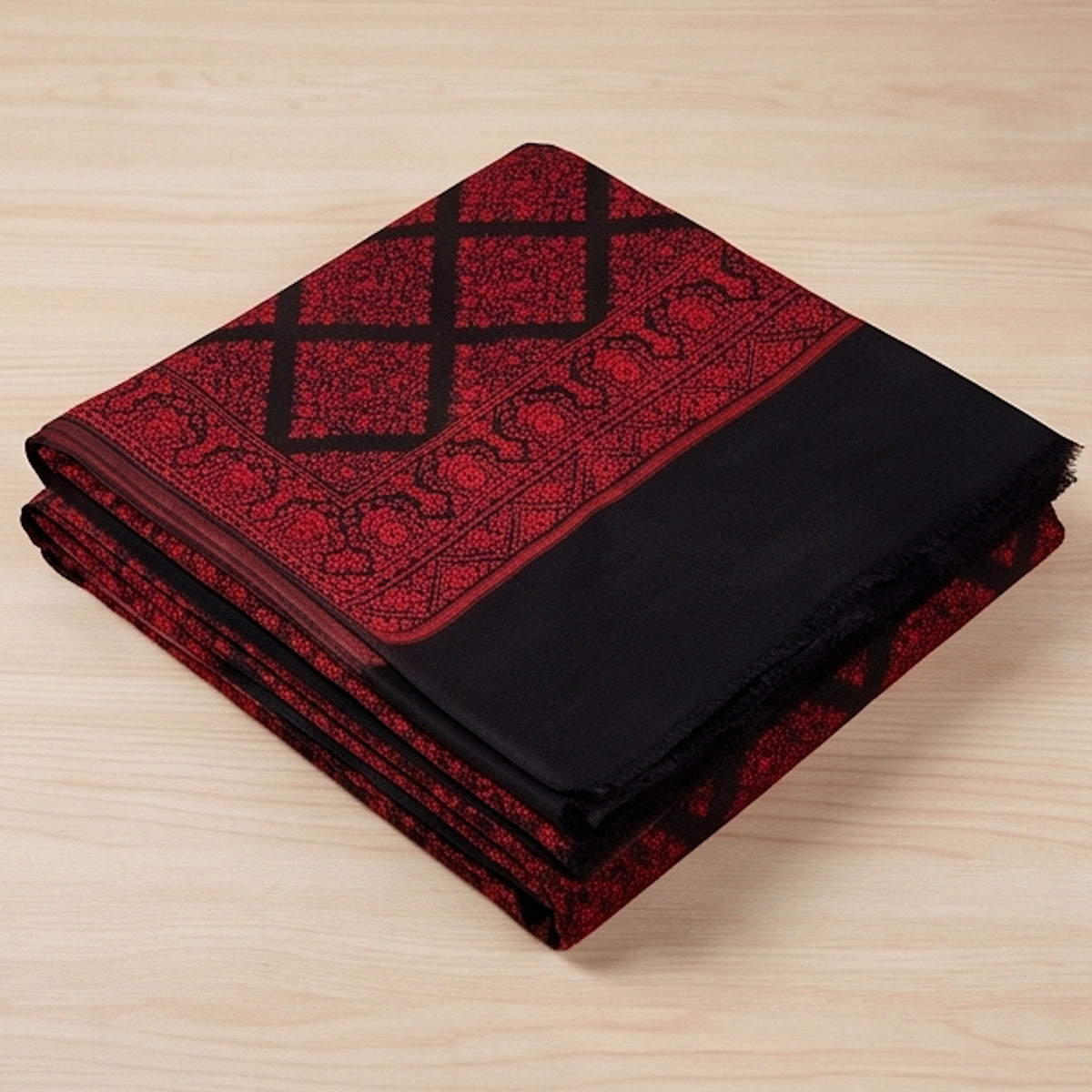 Rang-e-Kashmir black Embroidered Pure Wool Shawl.