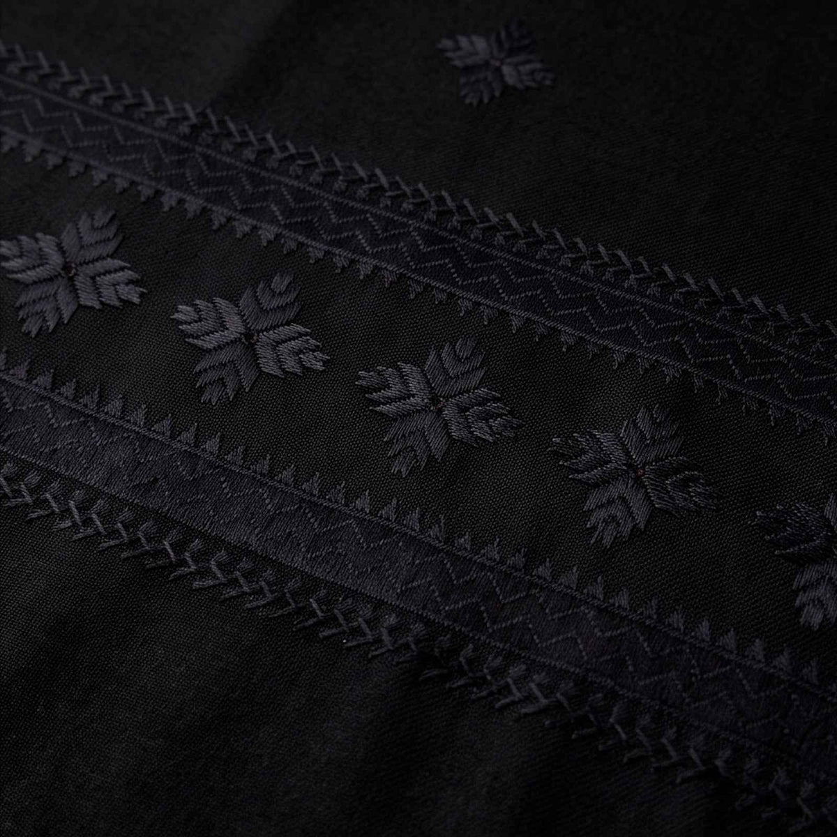 Handmade Black Pure wool shawl with black embroidery
