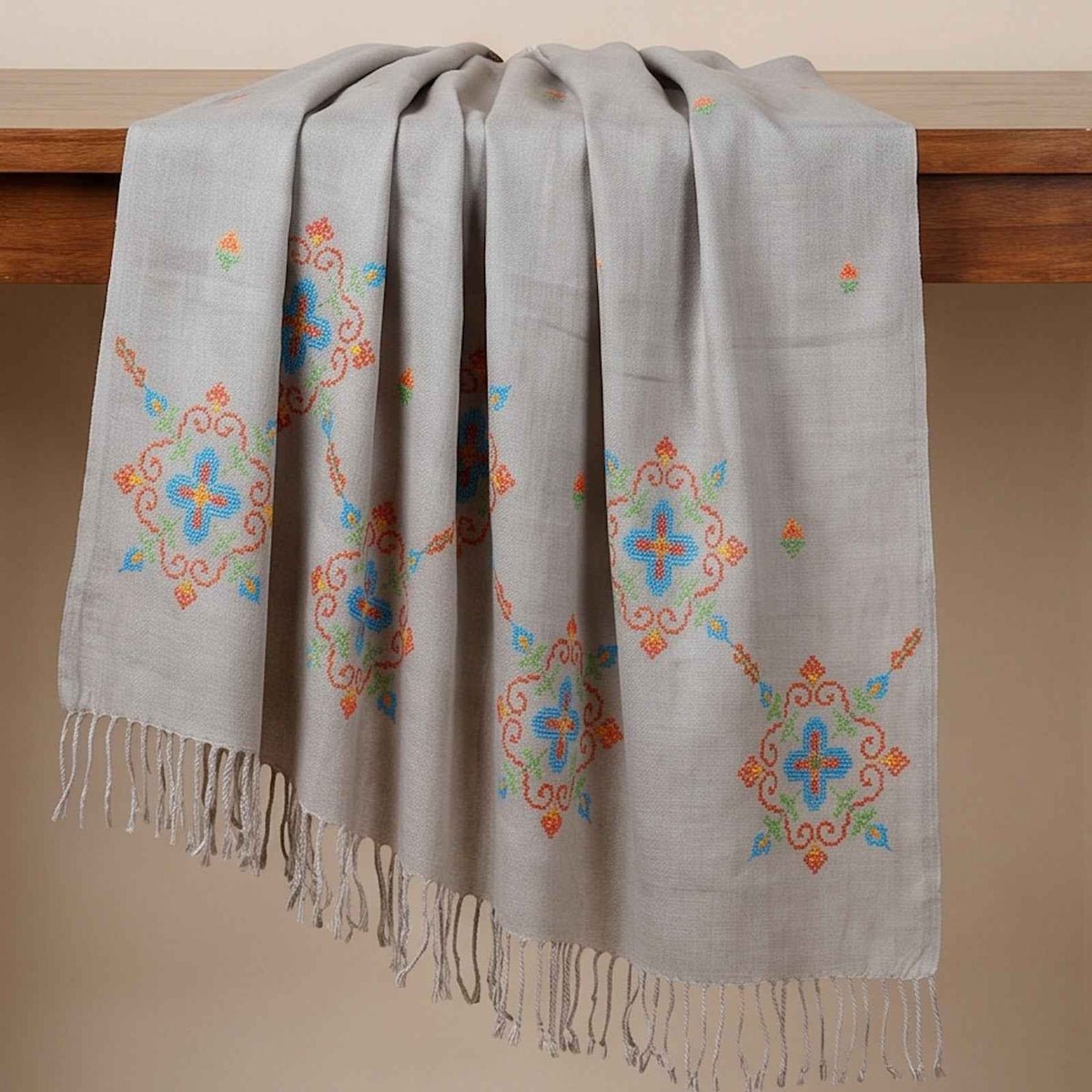 Handmade Pure wool embroidered Shawl
